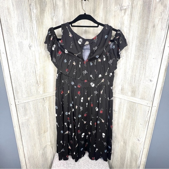 Torrid Skull Floral Snake Chills Cold Shoulder Mini Dress - Picture 5 of 9